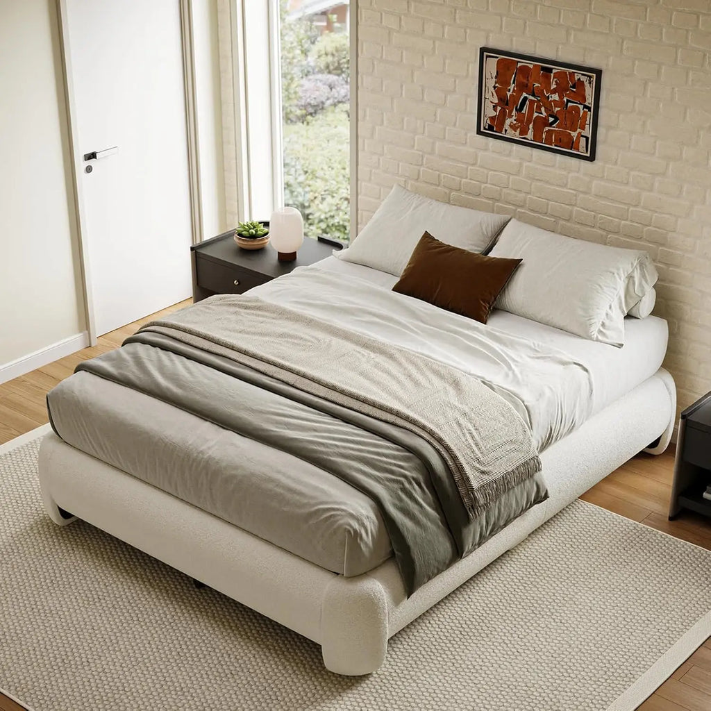 Boucle Cloud Platform Bed Frame