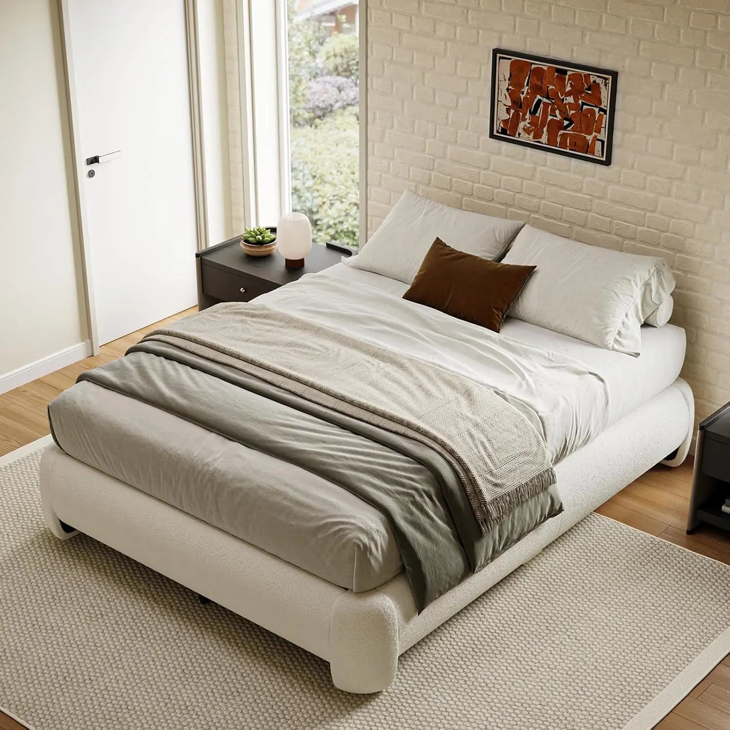 Boucle Cloud Platform Bed Frame