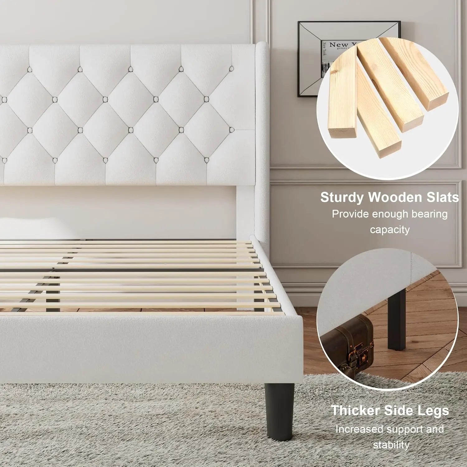 Queen Wingback Tufted Bed Frame