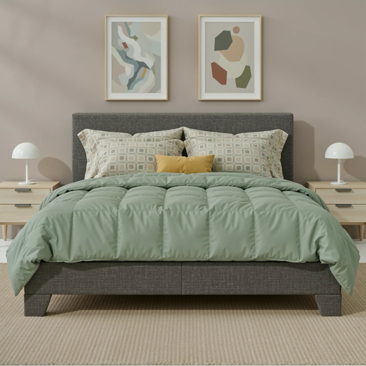 Upholstered Bed Frame with Linen Headboard