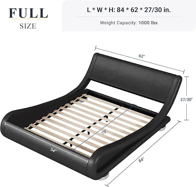 King Upholstered Bed Frame with Adjustable Headboard