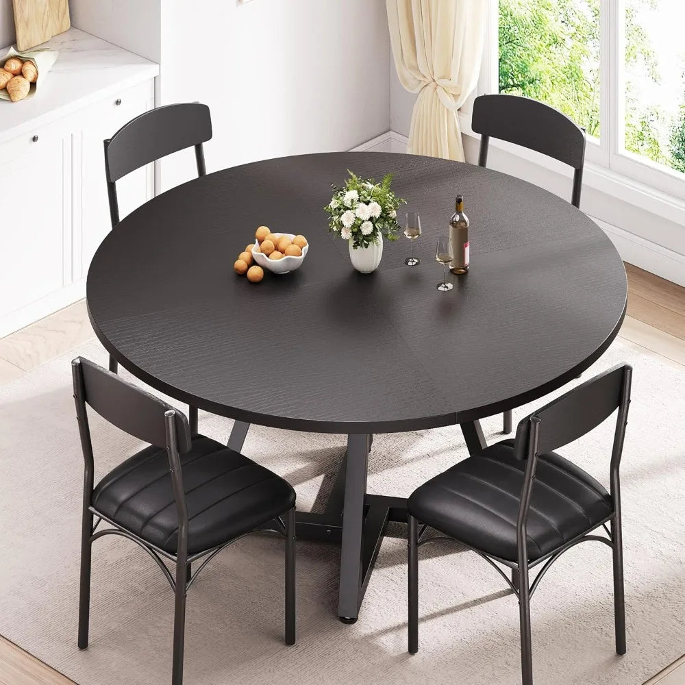 Round Industrial Pedestal Dining Table