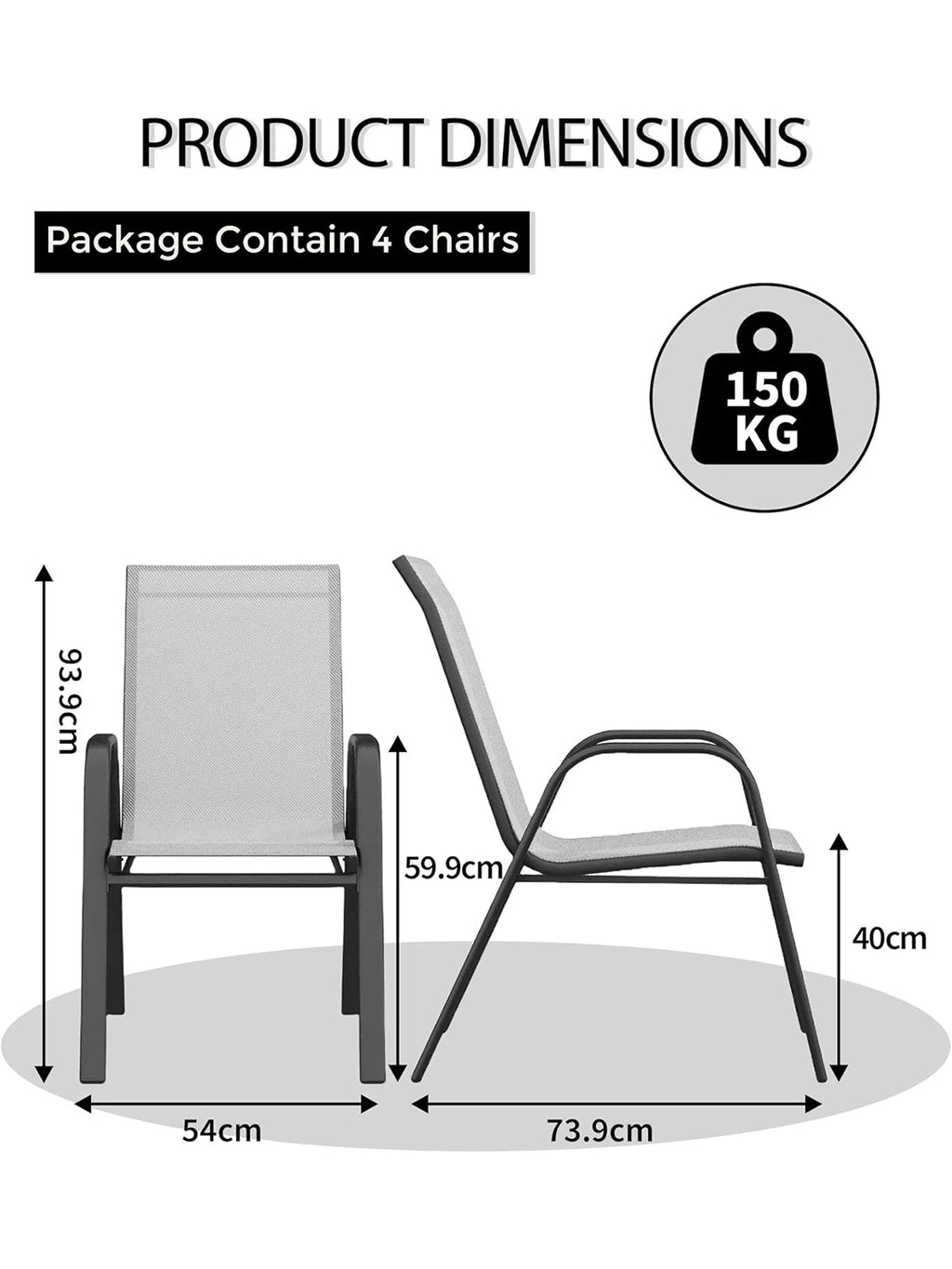 Stackable Patio Dining Chairs (Set of 4)