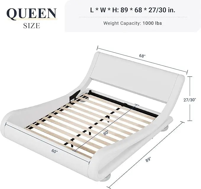 King Upholstered Bed Frame with Adjustable Headboard
