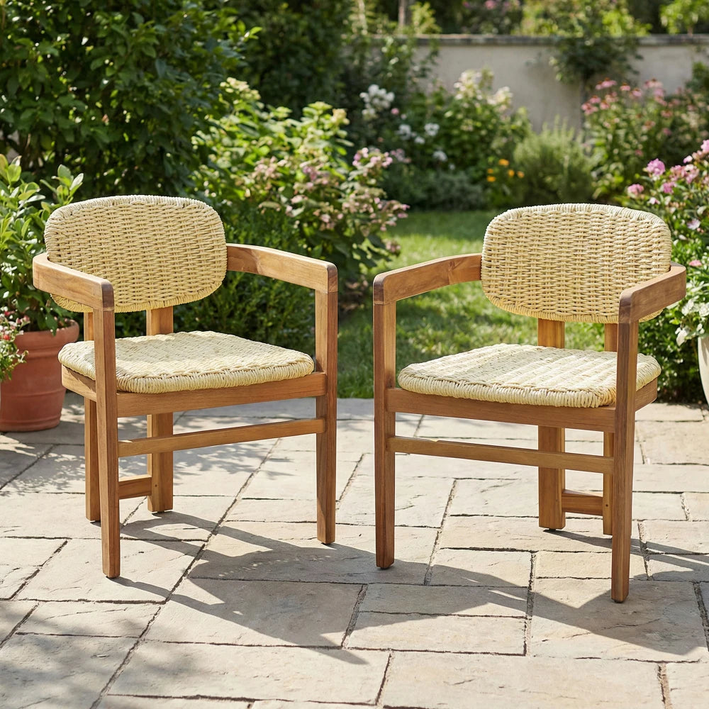 Outdoor Rattan Accent Chairs (Set of 2)
