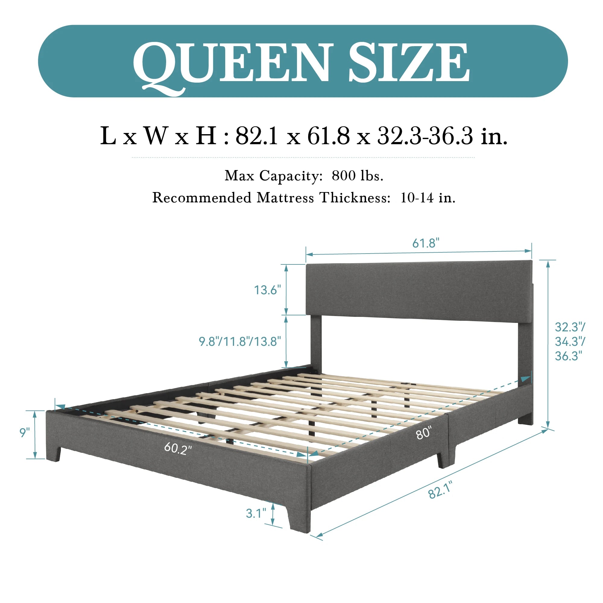 Upholstered Bed Frame with Linen Headboard