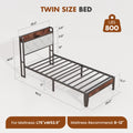 Heavy Duty Metal Bed Frame with Charging Station