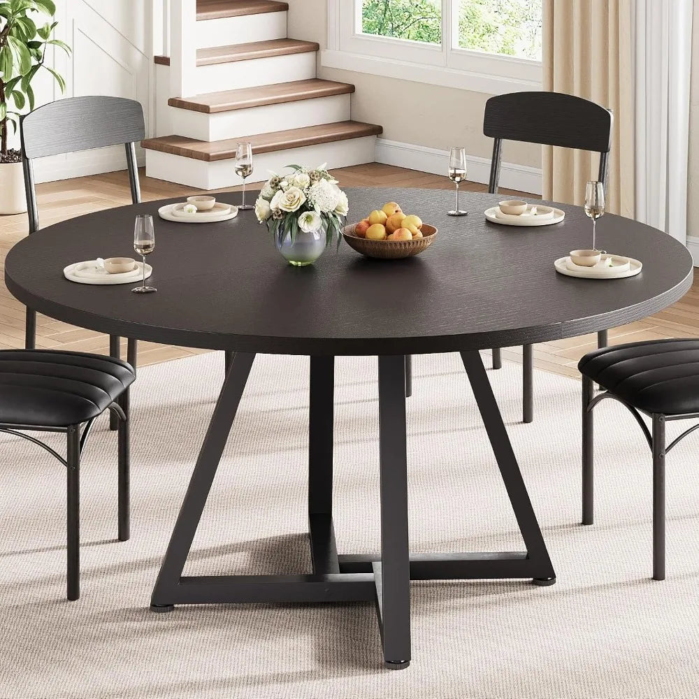 Round Industrial Pedestal Dining Table