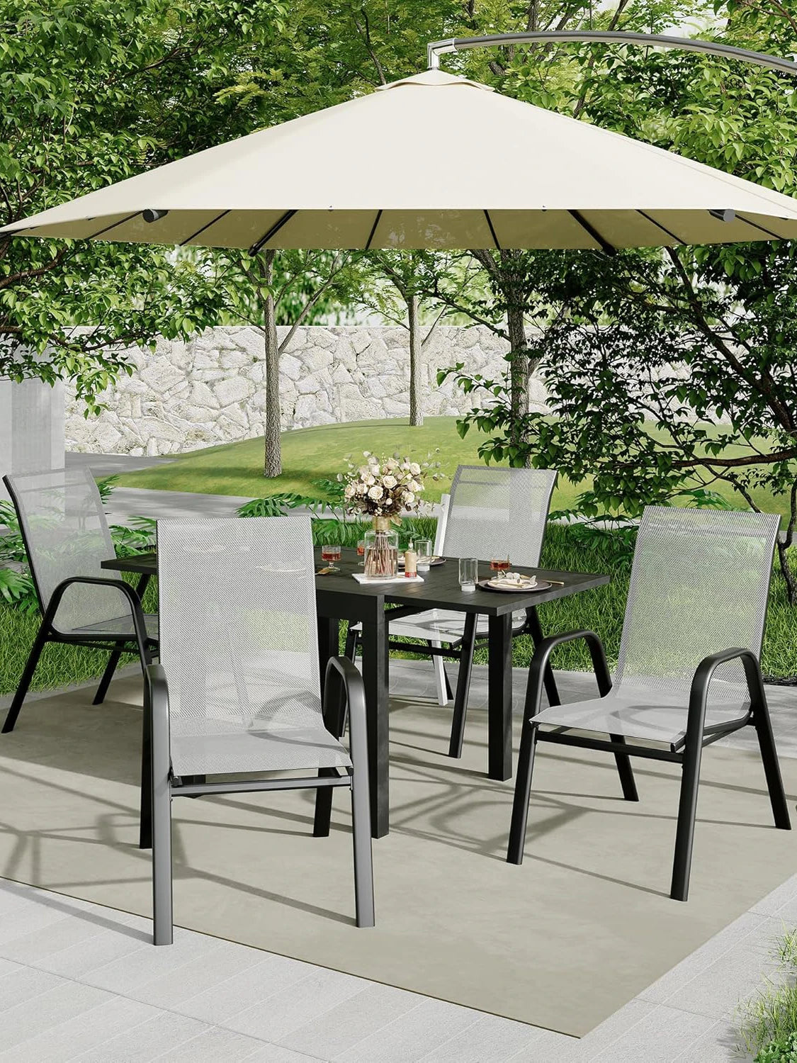 Stackable Patio Dining Chairs (Set of 4)
