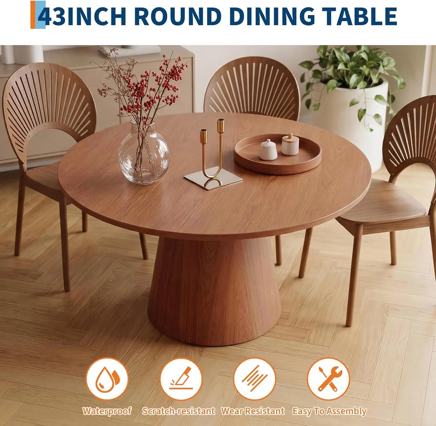 43" Round Pedestal Dining Table