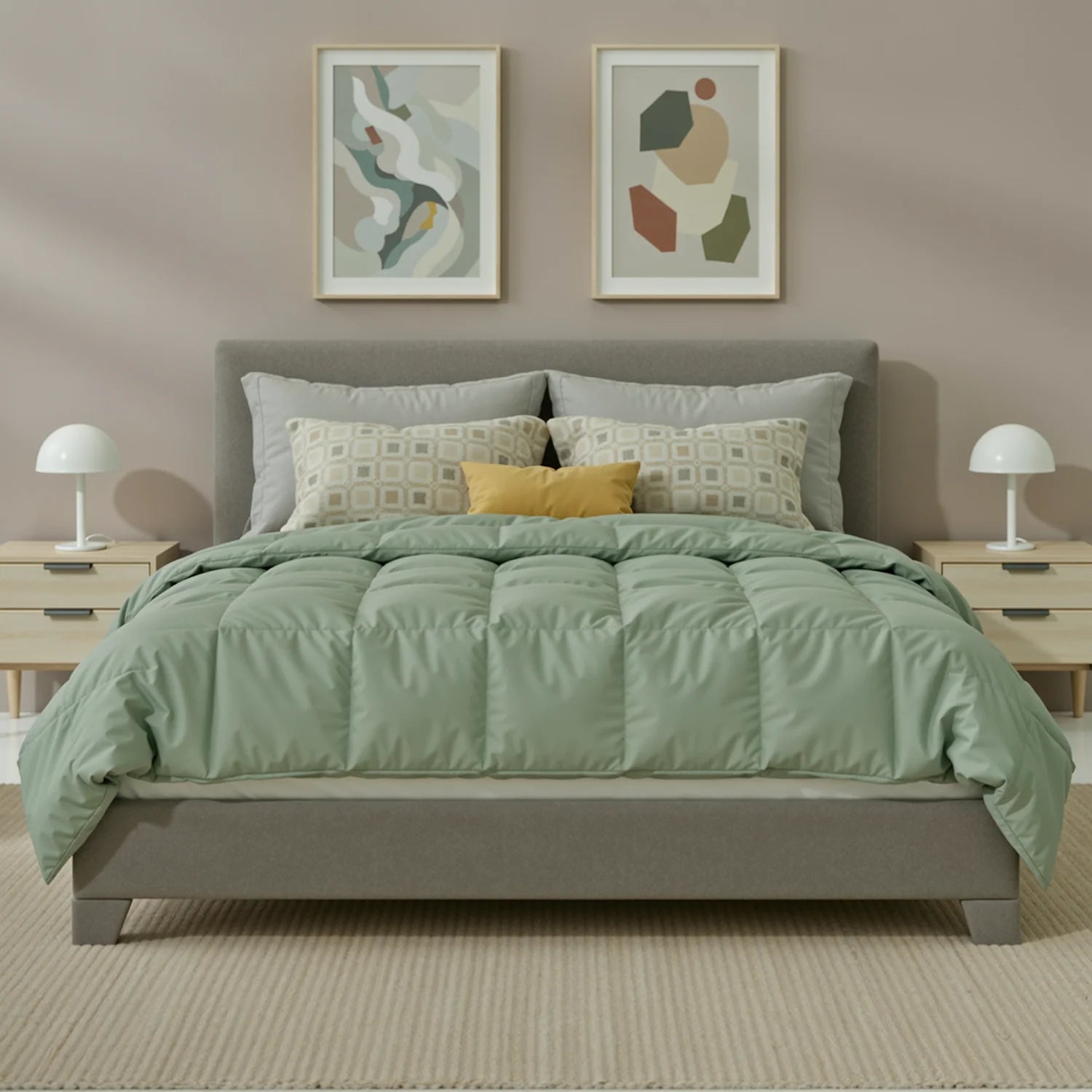Upholstered Bed Frame with Linen Headboard