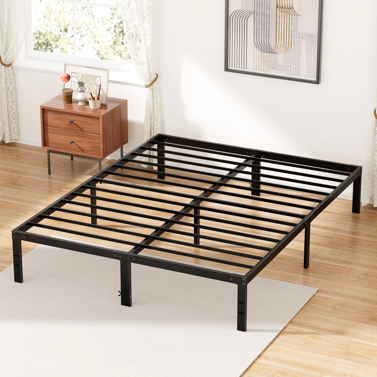 Metal Platform Bed Frame with Storage