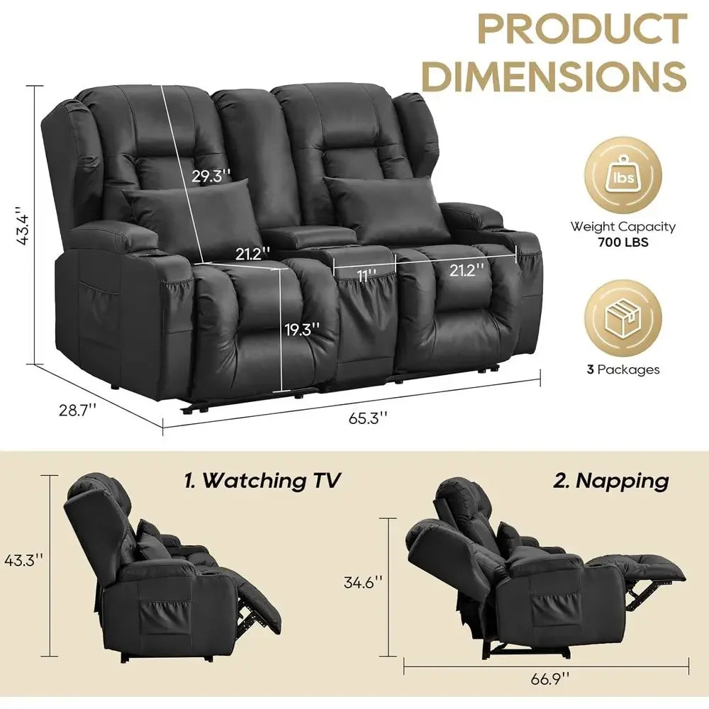 Reclining Sofa with Storage & Cup Holders