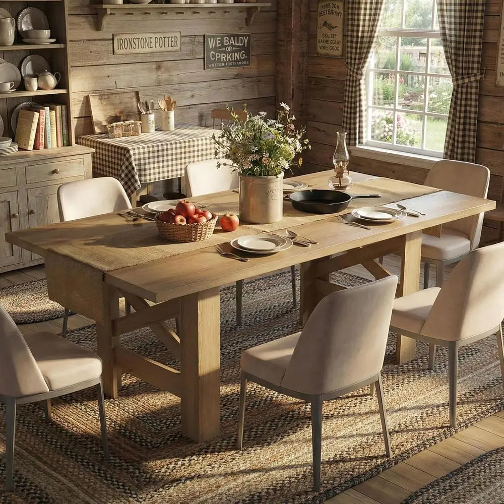 Solid Wood Dining Table (6–8 Seater)