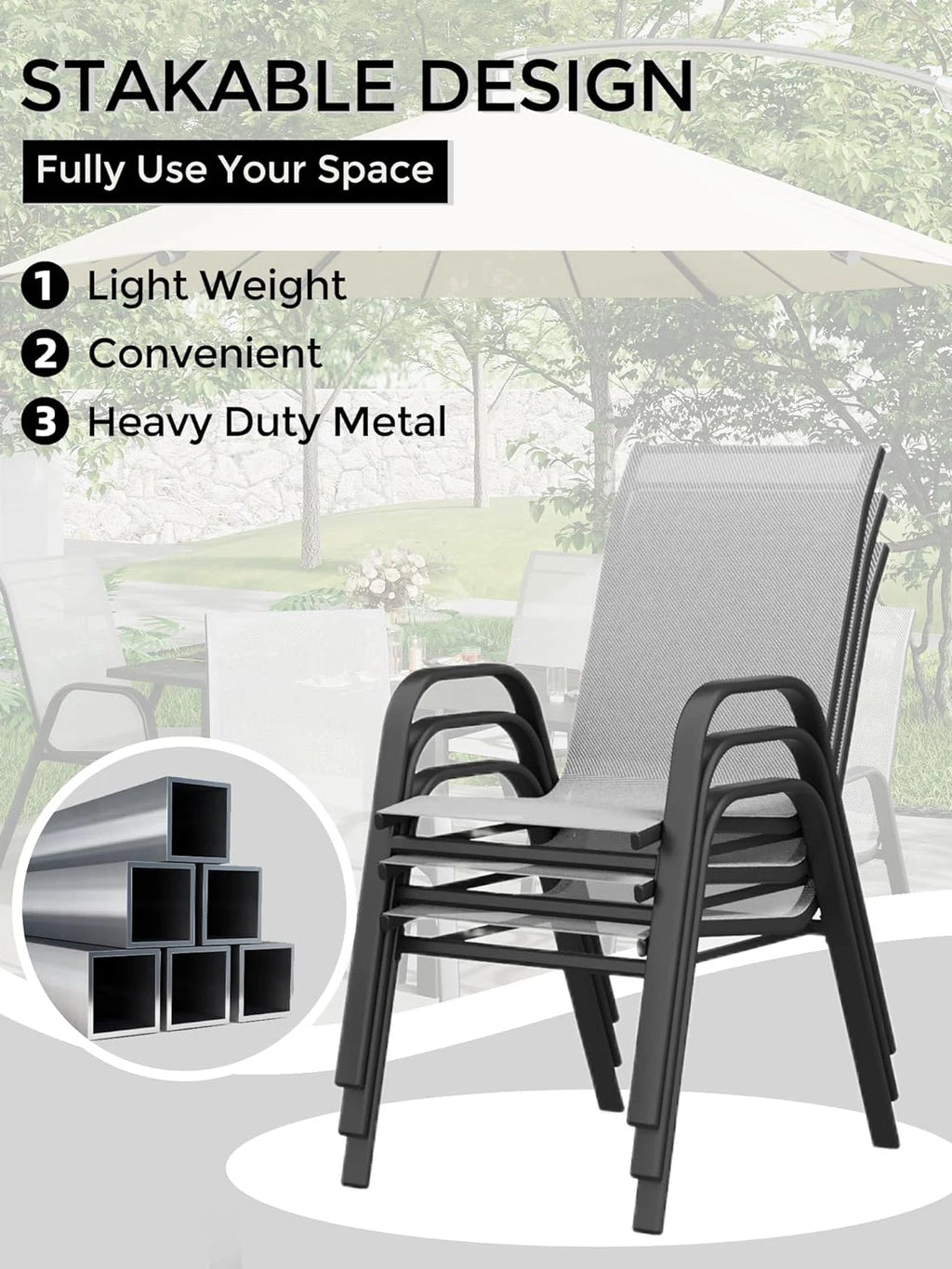 Stackable Patio Dining Chairs (Set of 4)