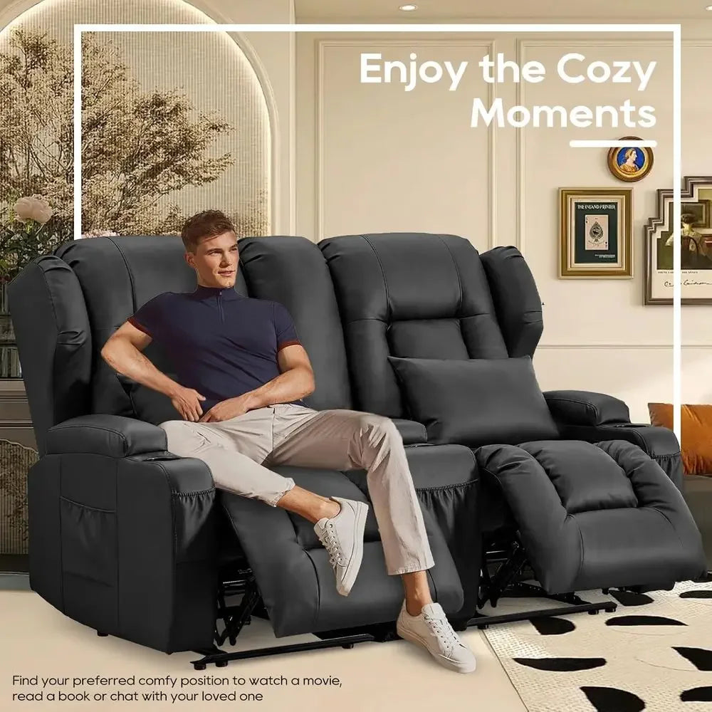 Reclining Sofa with Storage & Cup Holders