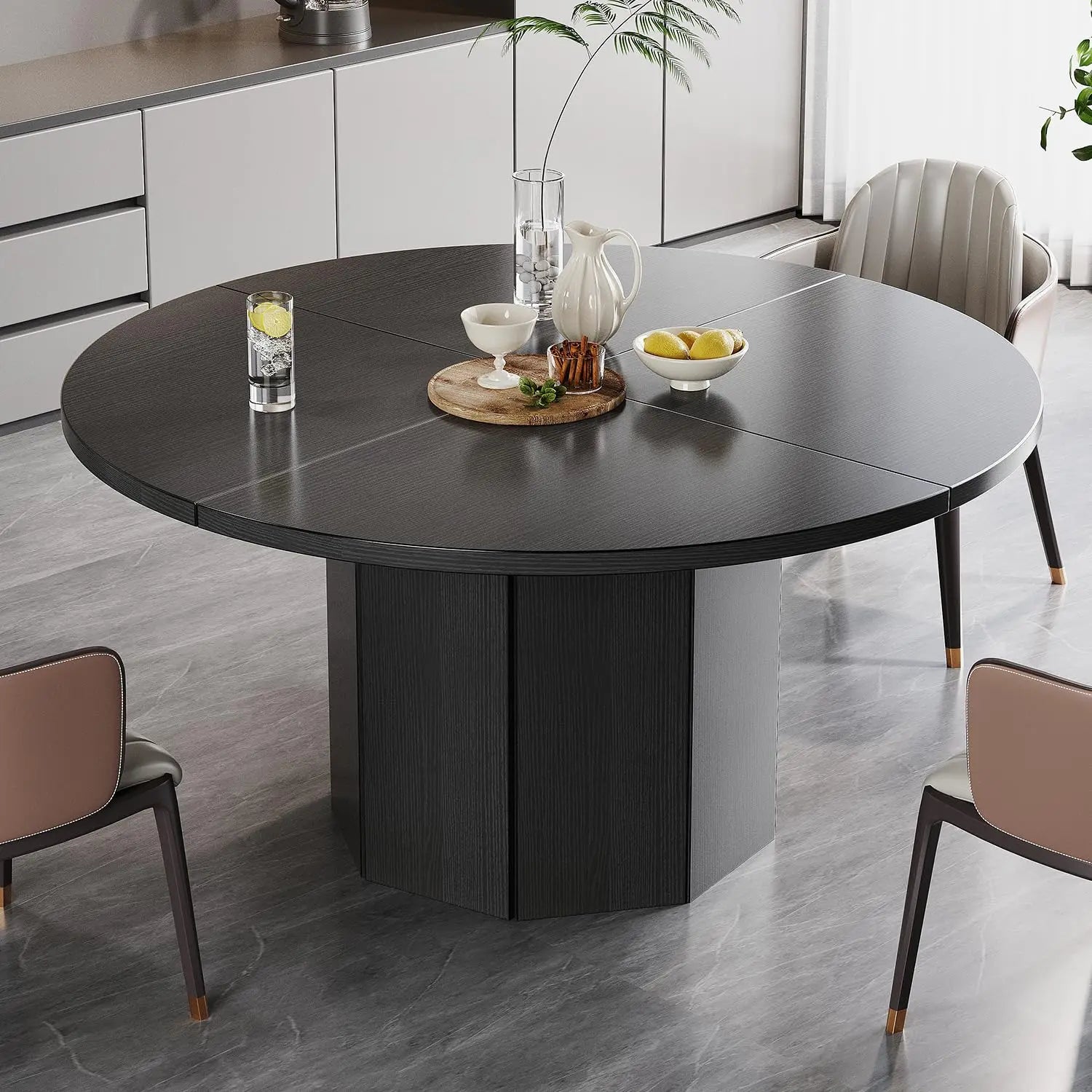 47" Marble Round Dining Table (4–6 Seater)