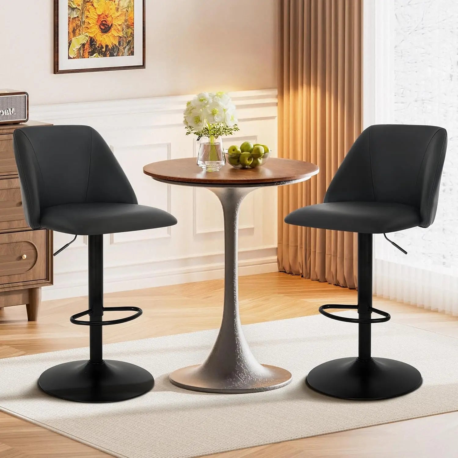 Adjustable PU Bar Stools (Set of 3)