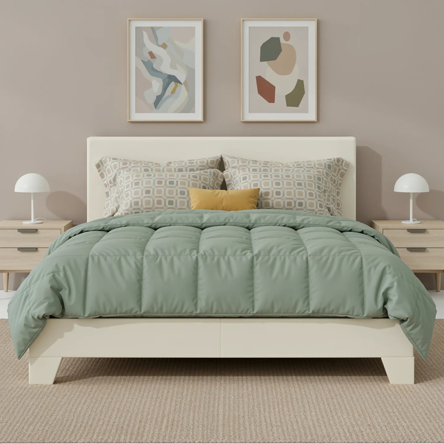 Upholstered Bed Frame with Linen Headboard