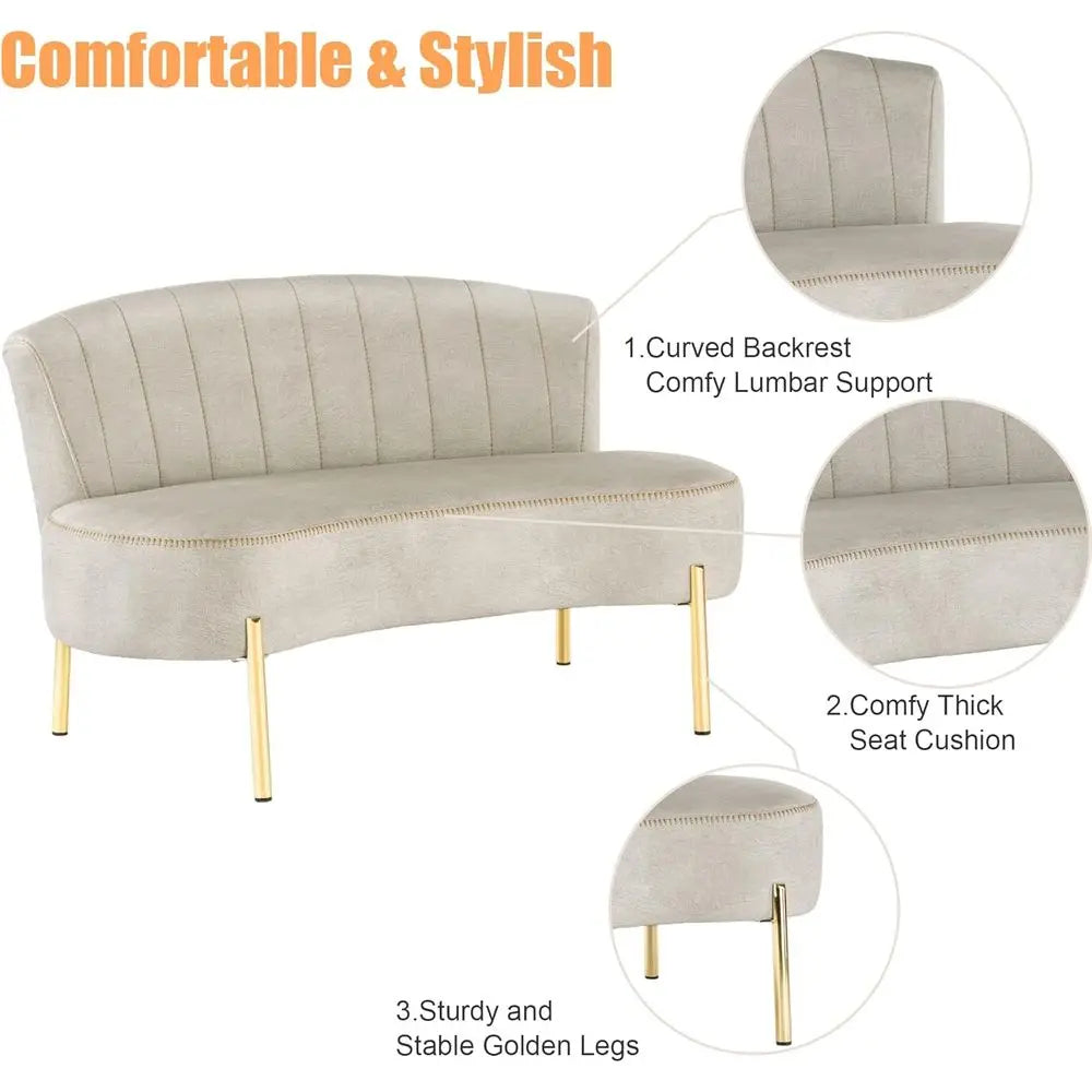 Upholstered Loveseat with Ottoman
