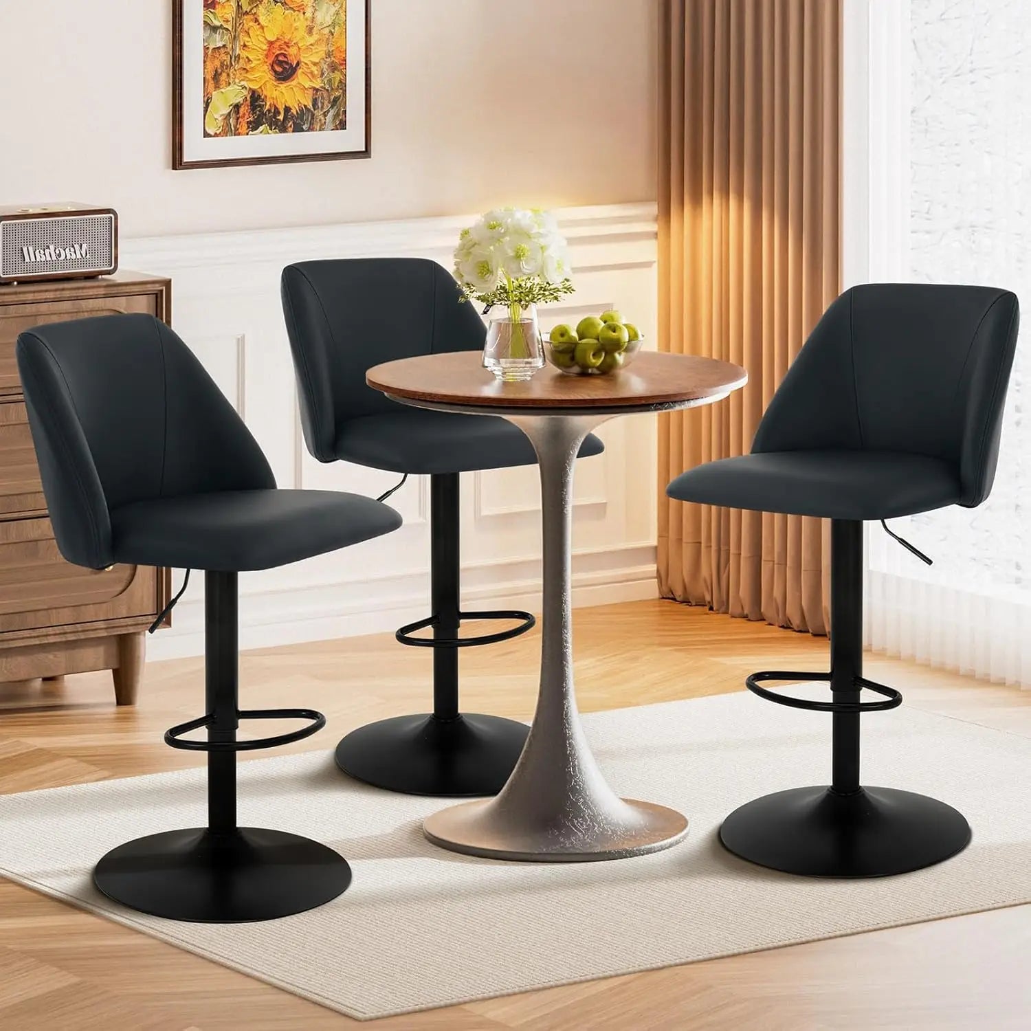 Adjustable PU Bar Stools (Set of 3)