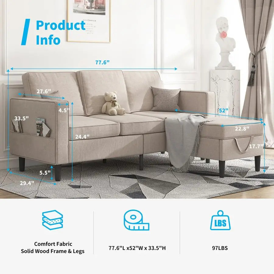 L-Shaped Convertible Sectional Sofa
