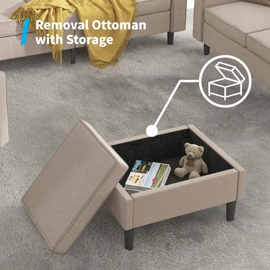 L-Shaped Convertible Sectional Sofa