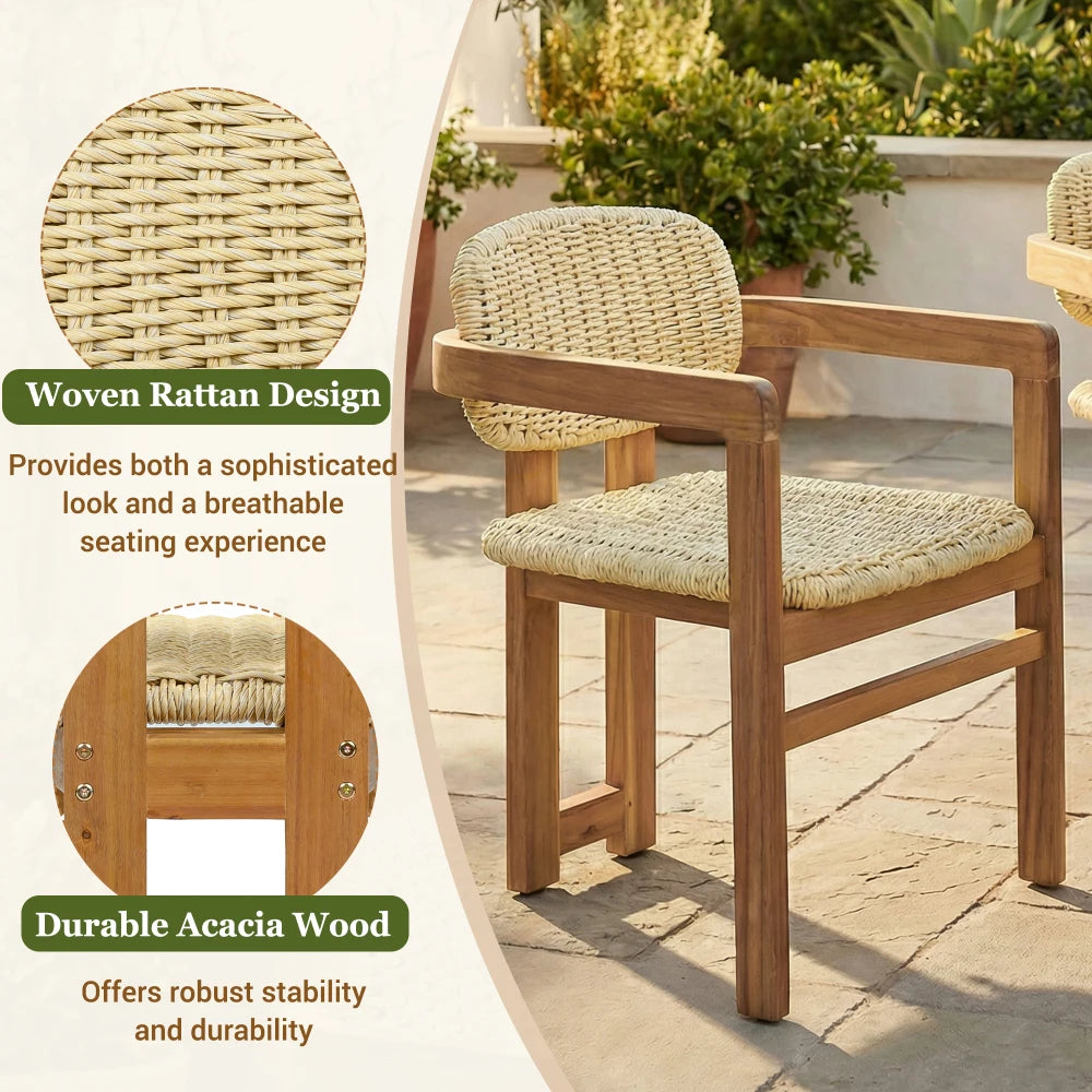 Outdoor Rattan Accent Chairs (Set of 2)