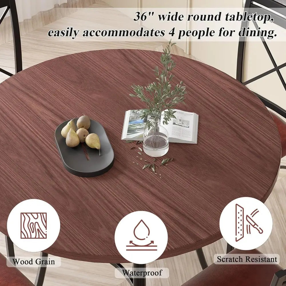 42" Round Wooden Dining Table