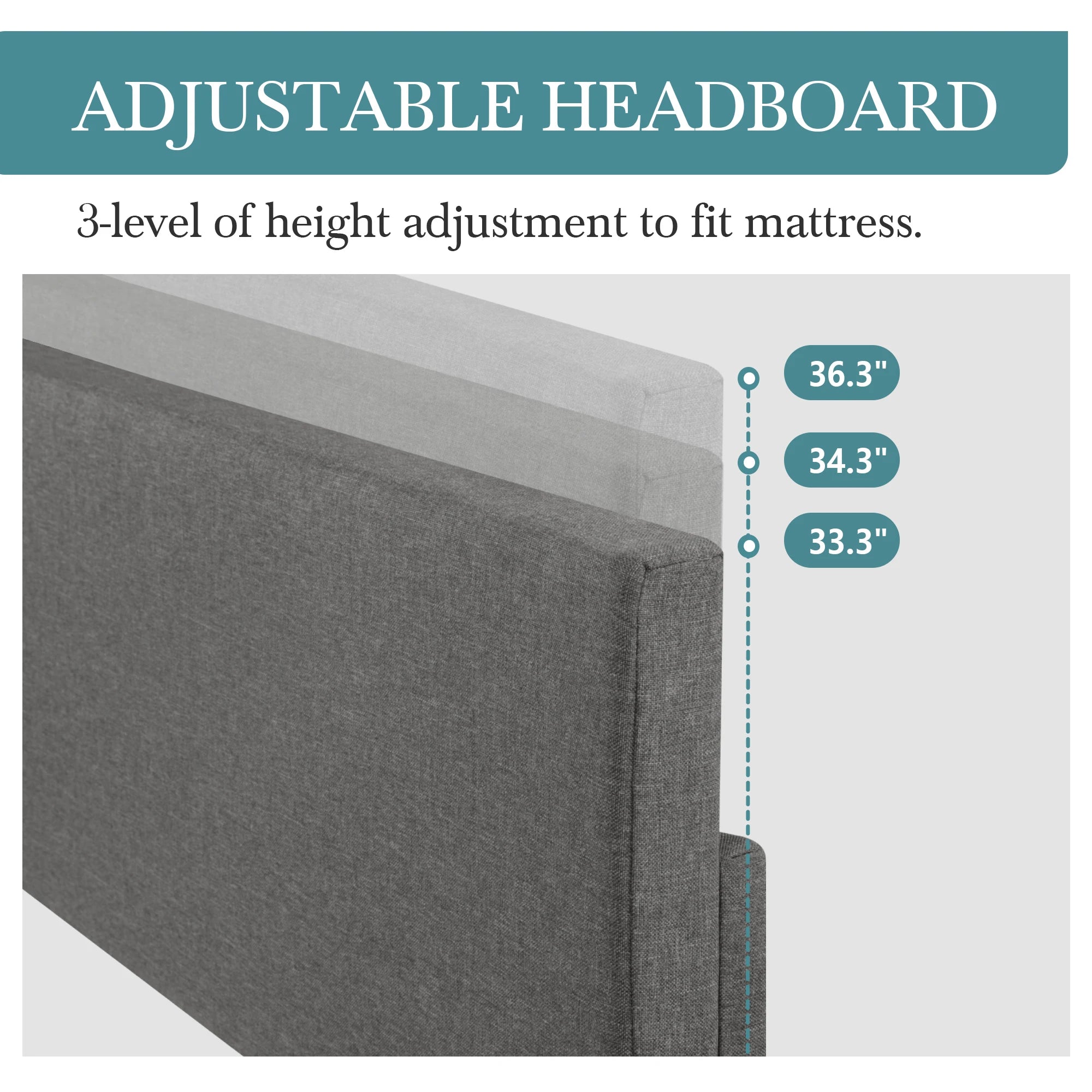 Upholstered Bed Frame with Linen Headboard
