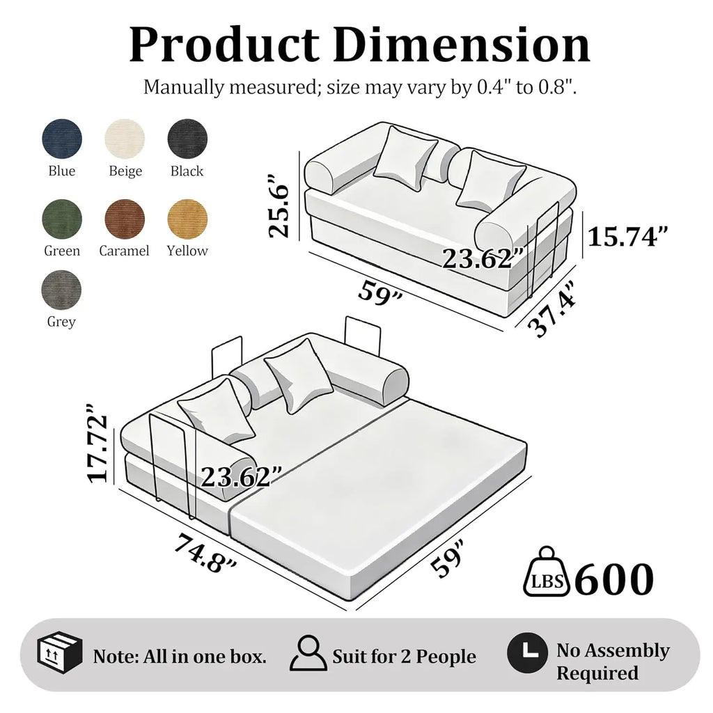 Convertible Corduroy Sofa Bed