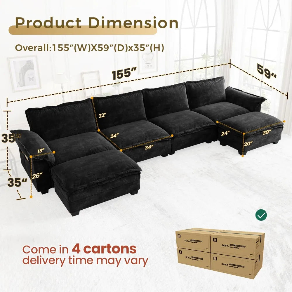 U-Shaped Modular Sectional Sofa