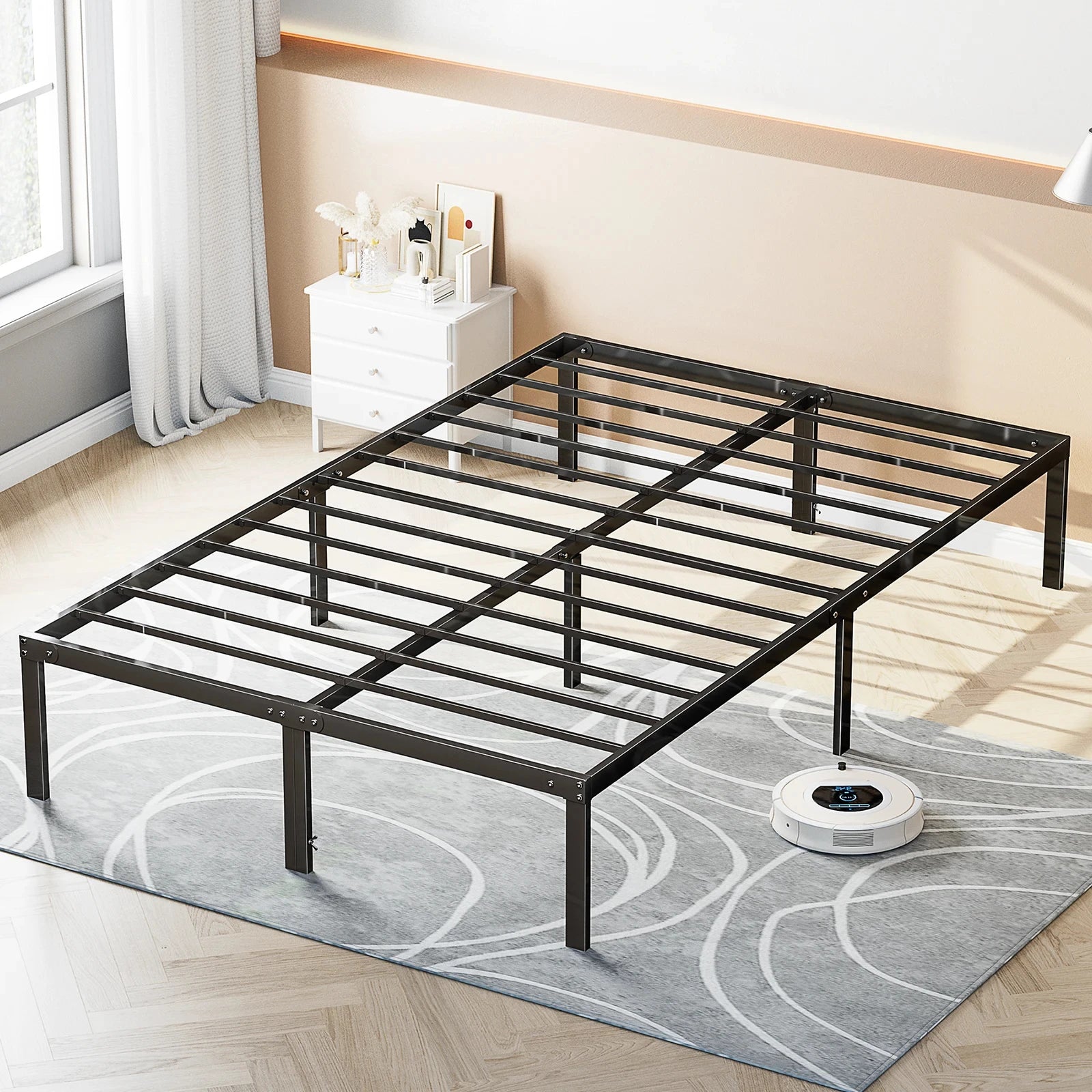Metal Platform Bed Frame with Storage