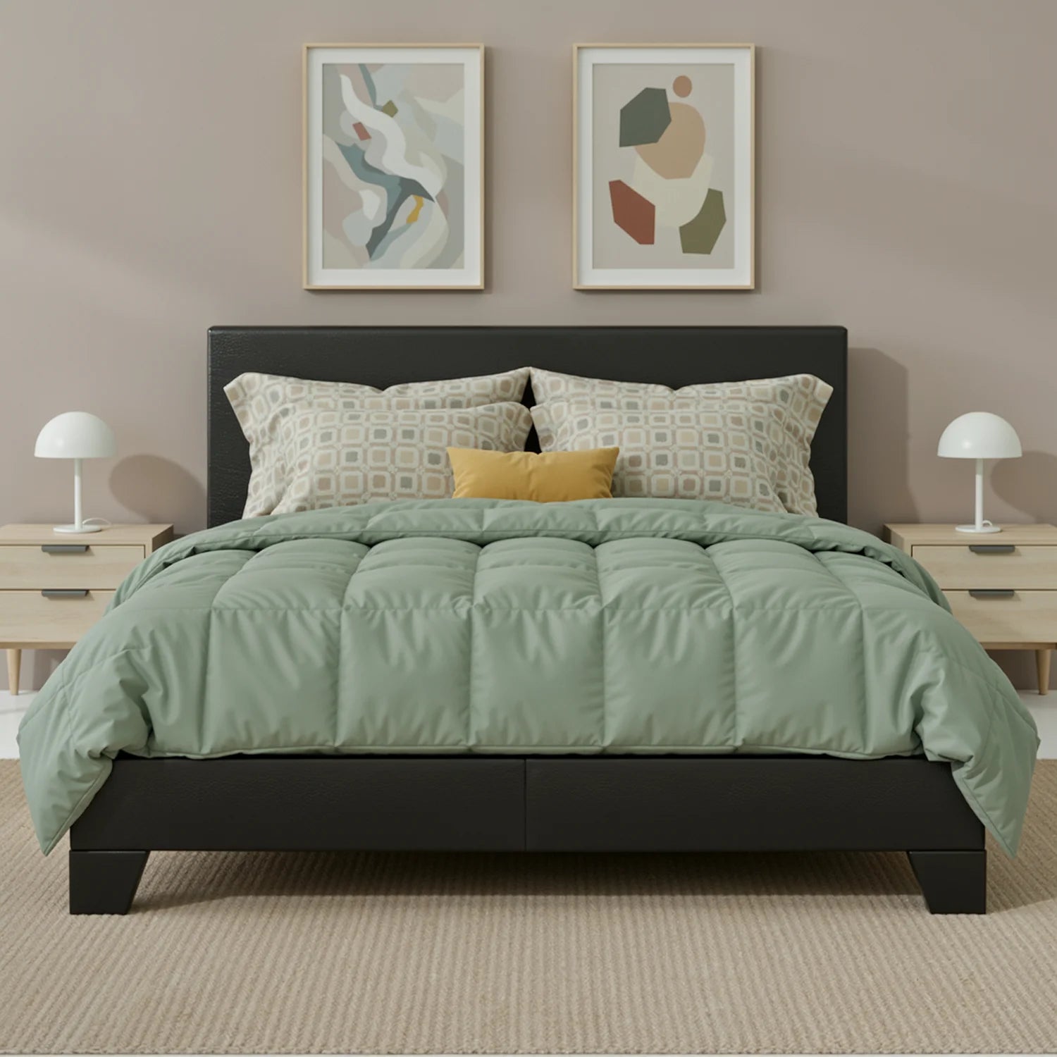 Upholstered Bed Frame with Linen Headboard