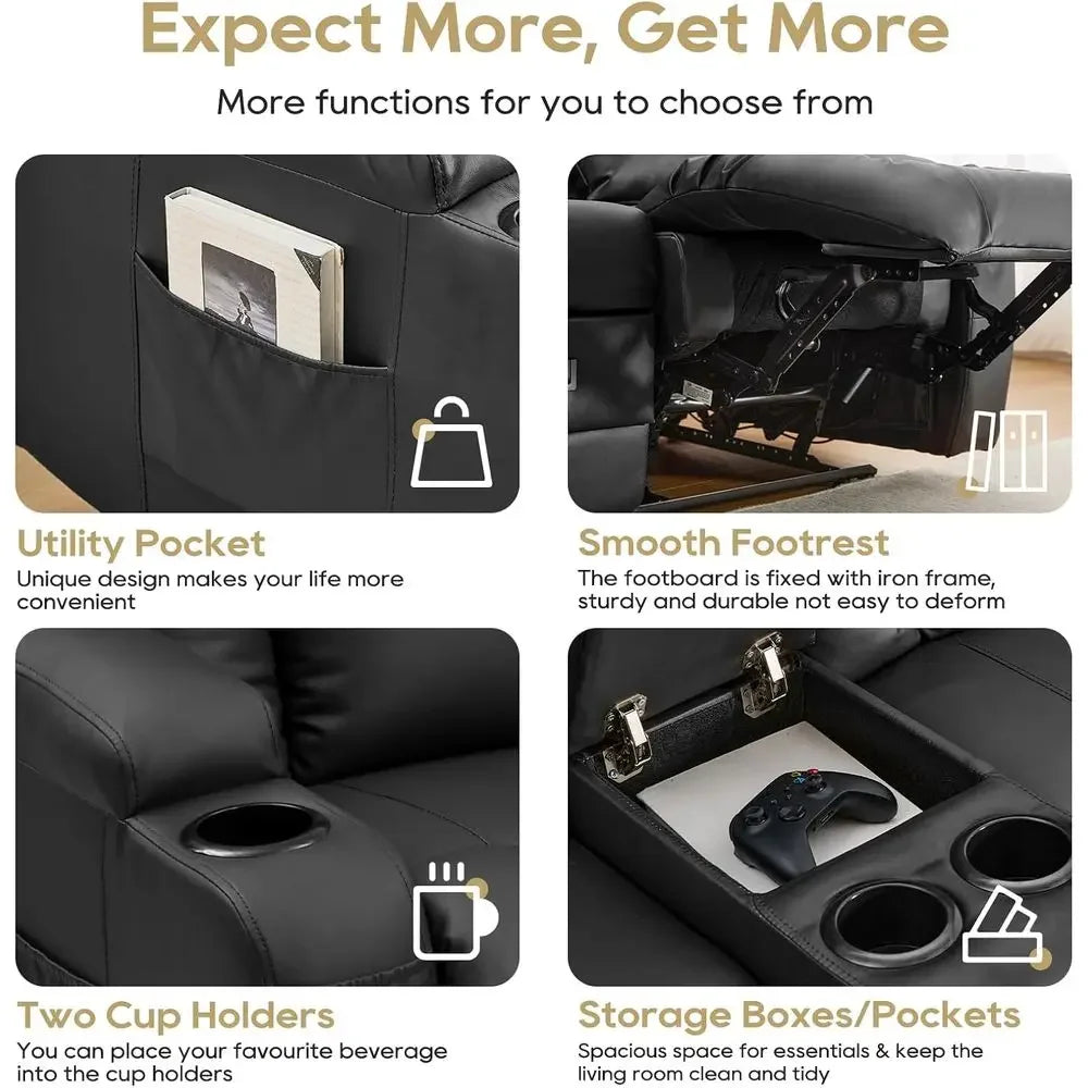Reclining Sofa with Storage & Cup Holders