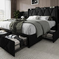 Full Bed Frame with Storage & Charging Station