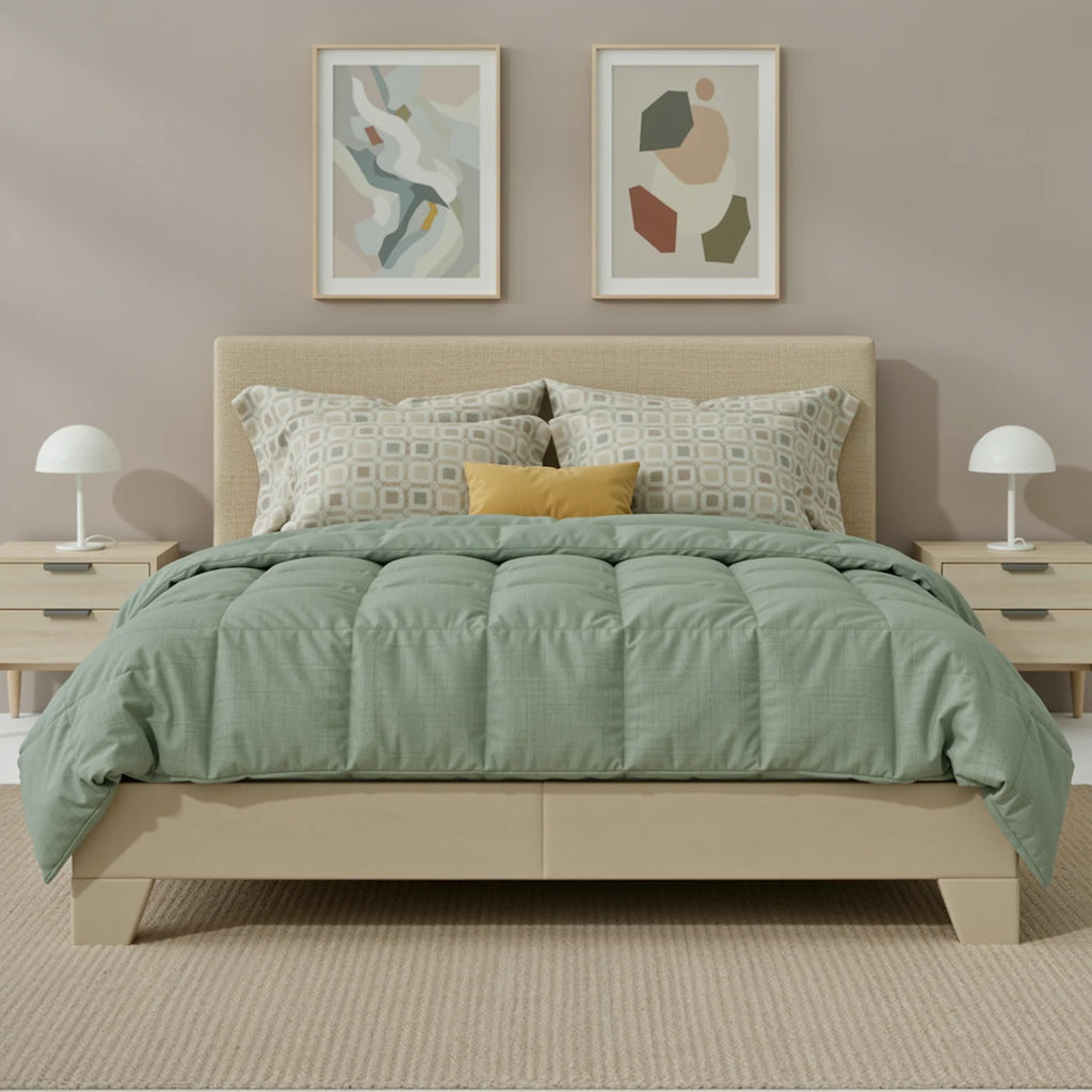 Upholstered Bed Frame with Linen Headboard