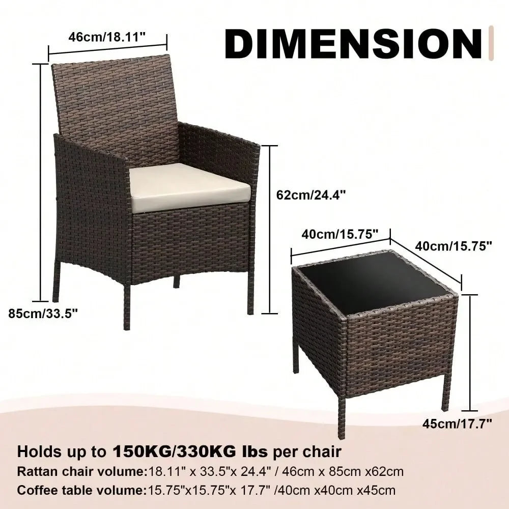 3-Piece Outdoor Rattan Set
