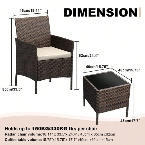 3-Piece Outdoor Rattan Set