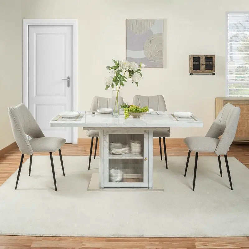 Expandable Square Marble Dining Table