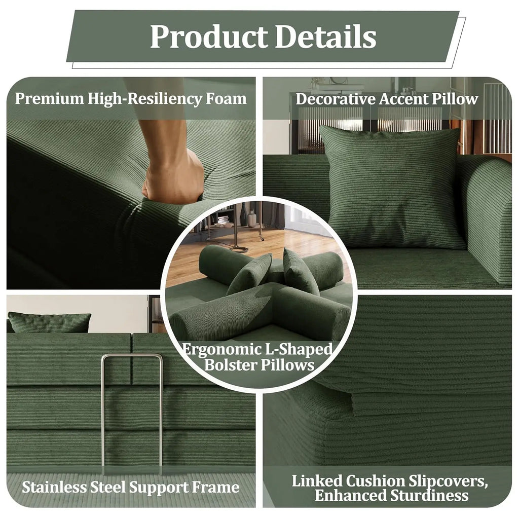 Convertible Corduroy Sofa Bed
