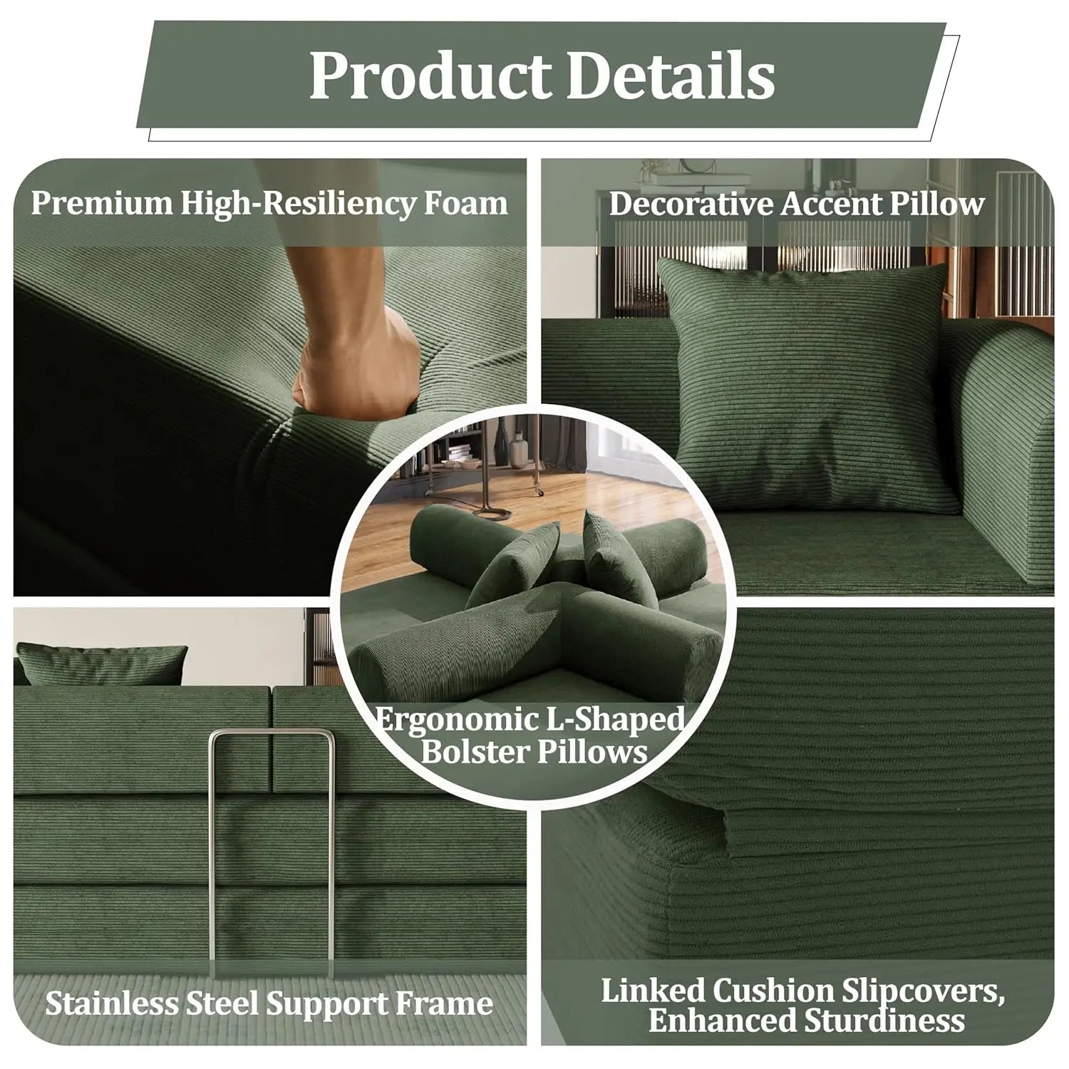 Convertible Corduroy Sofa Bed
