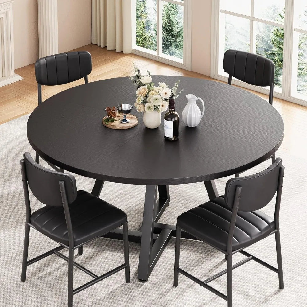 Round Industrial Pedestal Dining Table