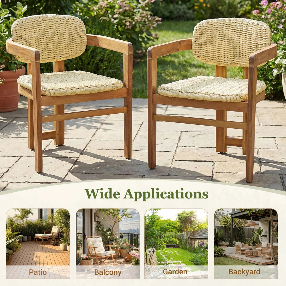 Outdoor Rattan Accent Chairs (Set of 2)